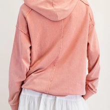 Washed Terry Hooded Peace Top in Coral (REG)