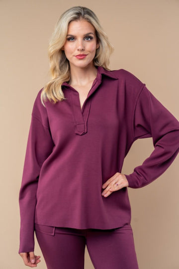 So Comfy Pullover Top in Wine (REG)