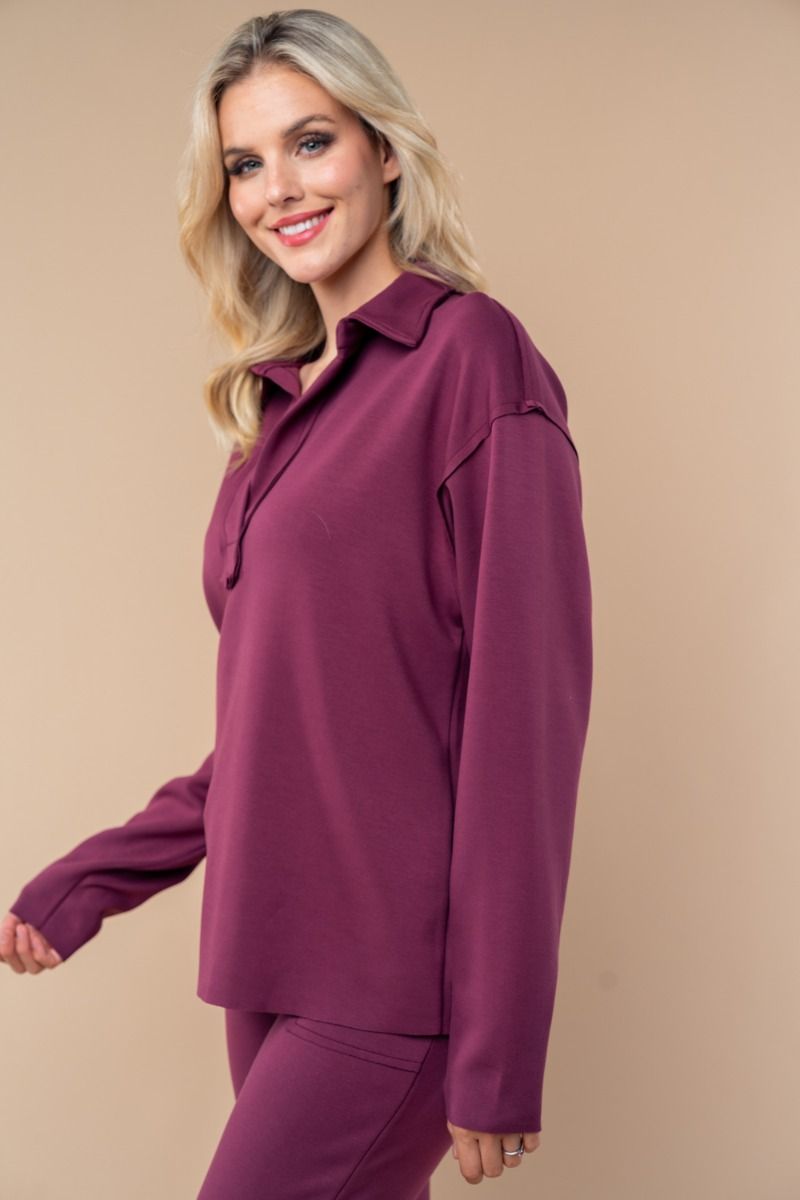 So Comfy Pullover Top in Wine (REG)