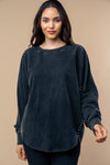 Studded Seam Top in Black (REG)