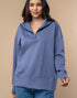 Zip Collar Pullover Top in Light Navy (REG)