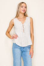 Sleeveless Self Tie Top in Natural (REG)