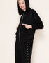 Stud Lined Zip Up Hoodie in Black (REG)