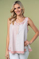 Frayed Stripe Tank Top in Pink (REG)