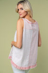Frayed Stripe Tank Top in Pink (REG)