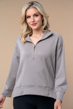 Zip Front Pullover Top in Grey (REG)