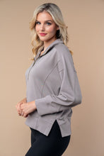 Zip Front Pullover Top in Grey (REG)