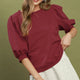 Puff Sleeve Sweatshirt Top in Wine (REG)