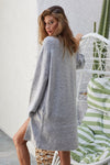 The Heather Grey High Neck Sweater Dress With Slit