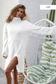 The Ivory High Neck Sweater Dress With Slit