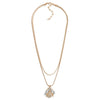 The Layered Chain Link Rhinestone Studded Bee Pendant Necklace