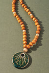The Brown Wood Bead Stone Necklace