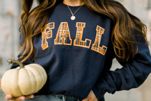 The Fall Plaid Crewneck in Navy
