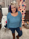The Denim Blue Floral Lace Top
