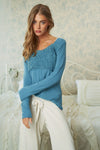 The Denim Blue Floral Lace Top
